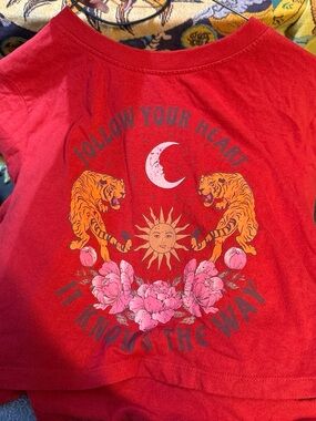 Woman’s cropped' Red Graphic Tee - Follow Your Heart